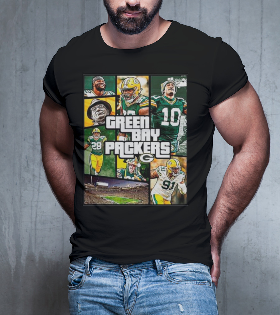 Green Bay Packers Players Collage Grand Theft Auto T-Shirt