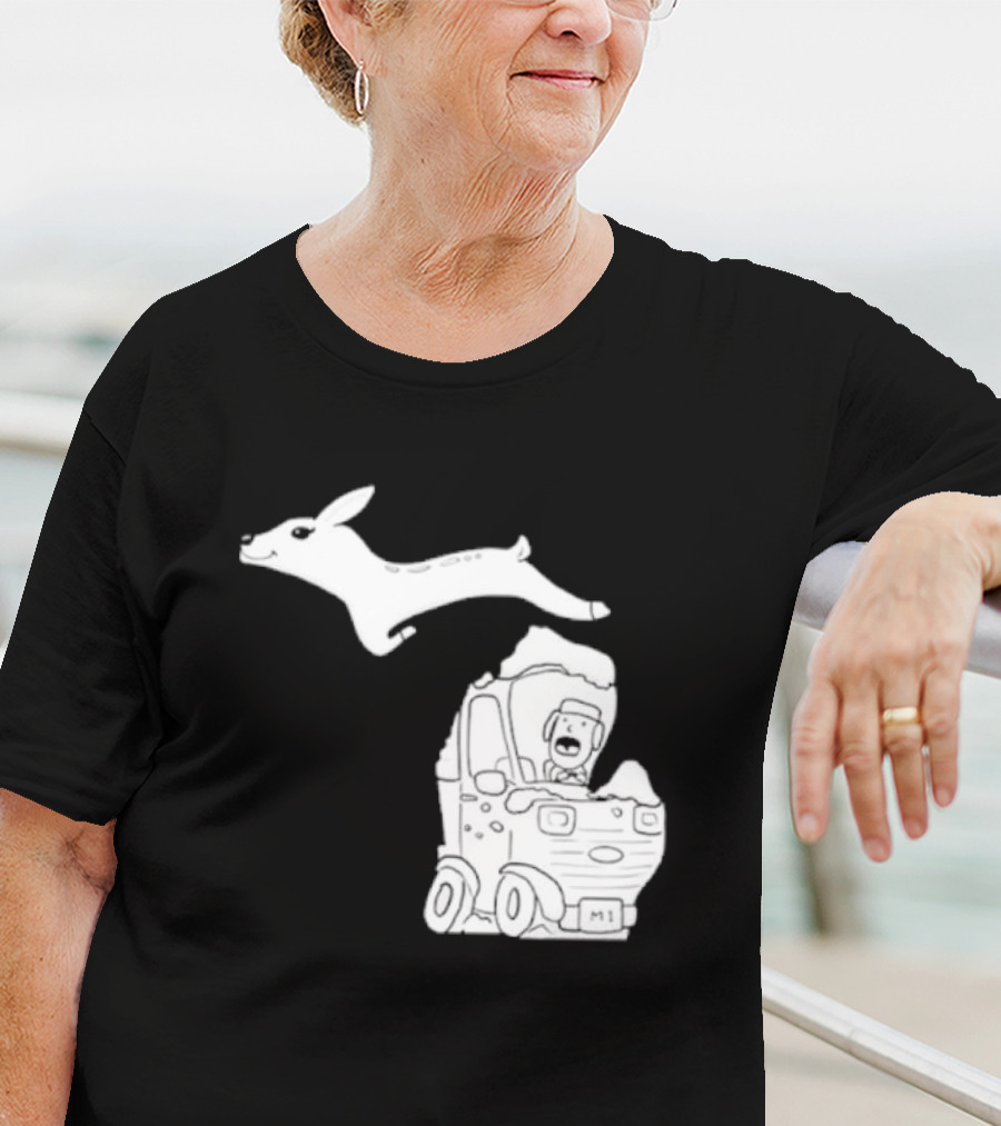 Michigan M1 Deer Leap Over Car T-Shirt