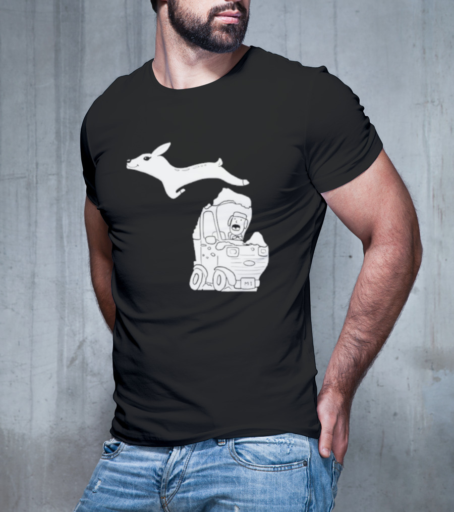Michigan M1 Deer Leap Over Car T-Shirt