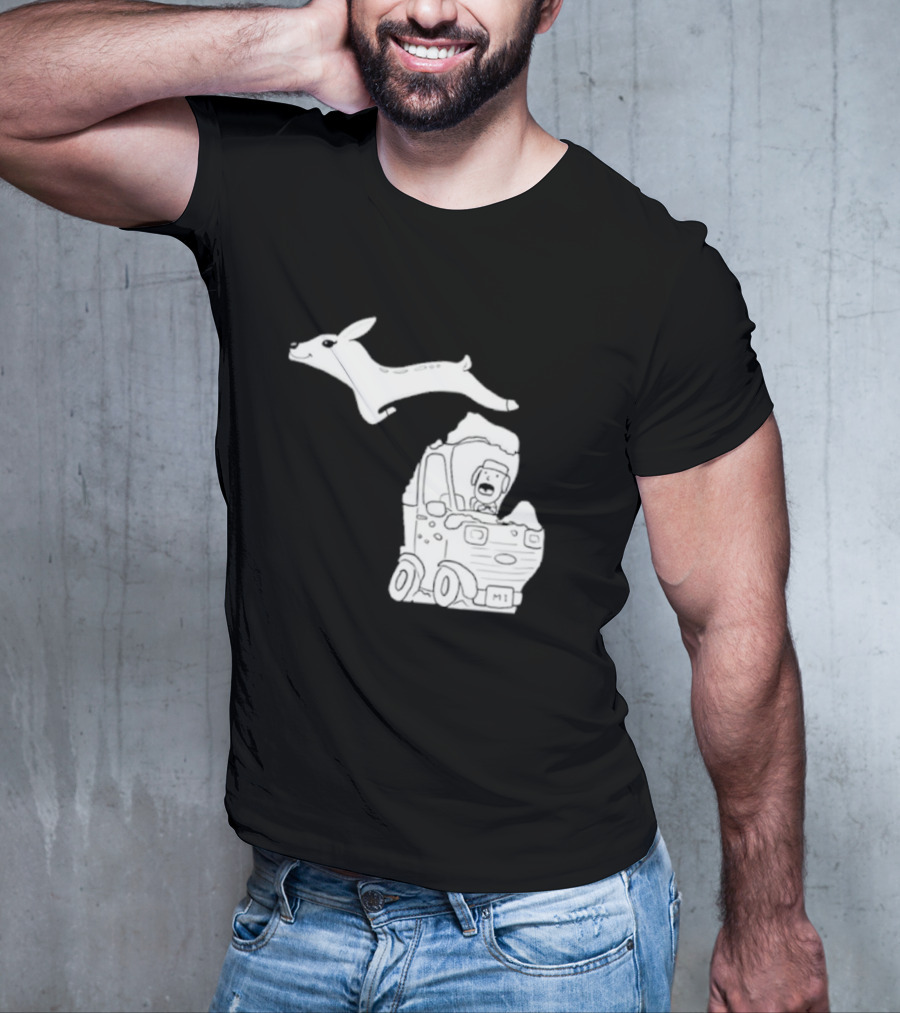 Michigan M1 Deer Leap Over Car T-Shirt
