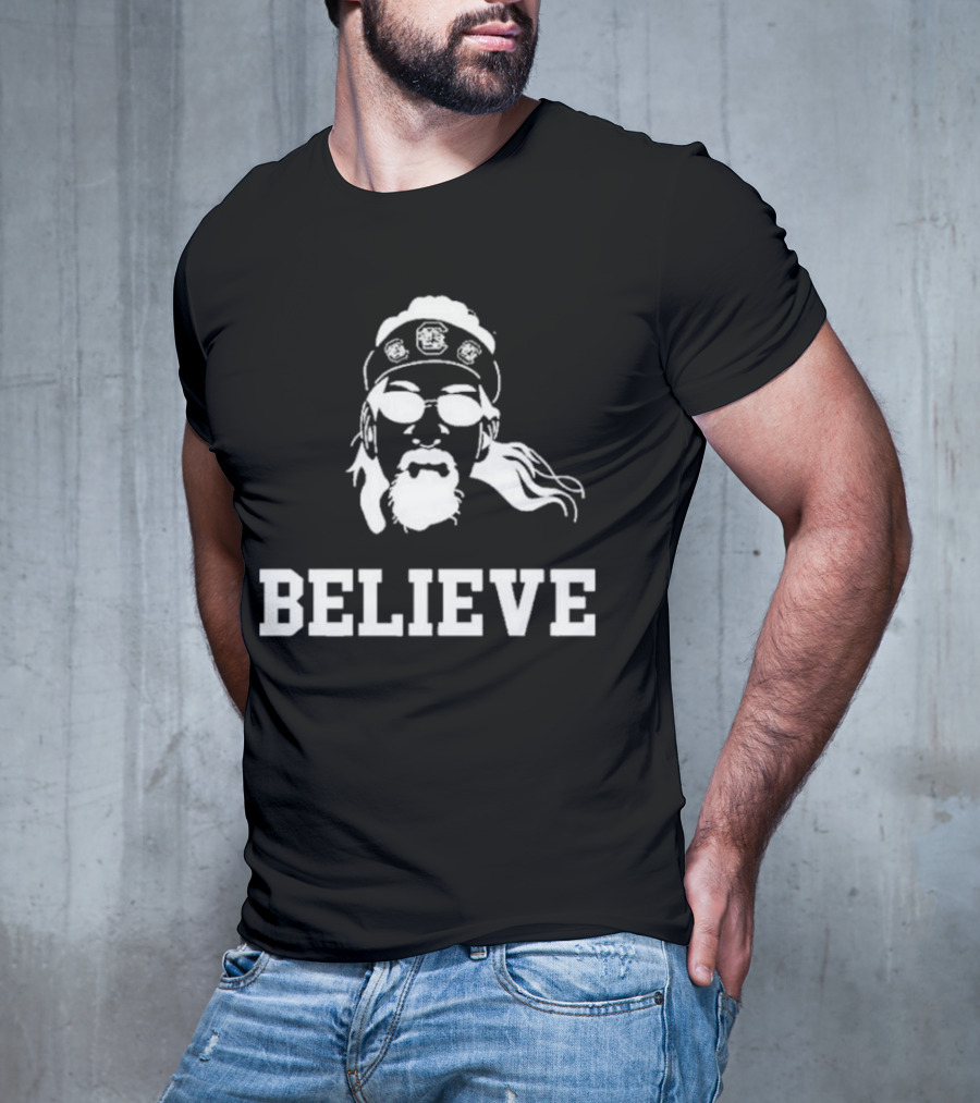 Gamecock Jesus Believe Sunglasses Headband T-Shirt
