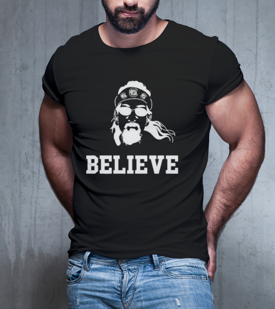 Gamecock Jesus Believe Sunglasses Headband T-Shirt