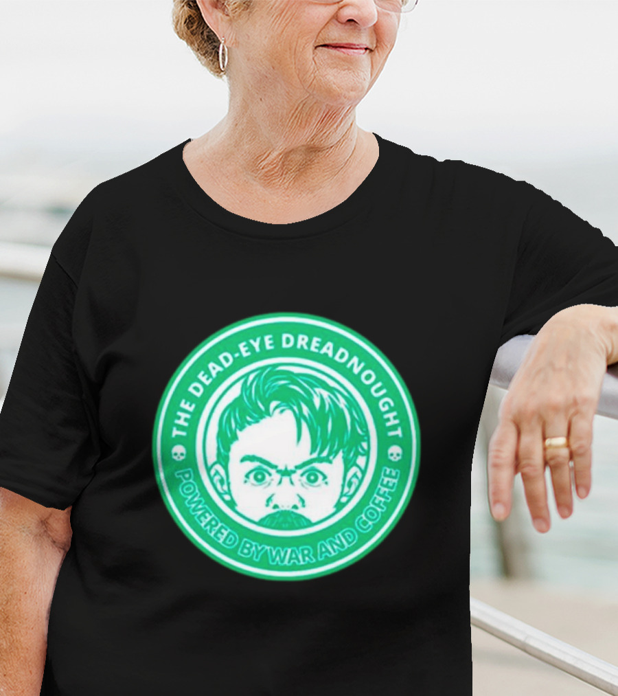 The Dead-Eye Dreadnought Powered By War And Coffee Iconic Emblem T-Shirt