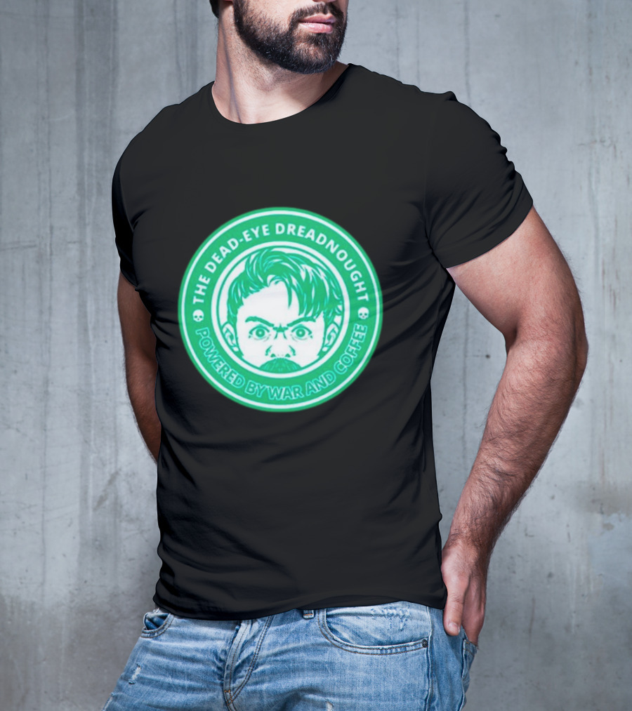 The Dead-Eye Dreadnought Powered By War And Coffee Iconic Emblem T-Shirt