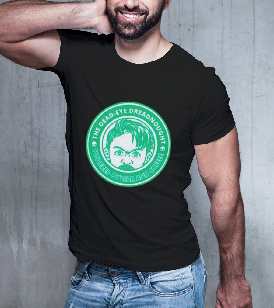 The Dead-Eye Dreadnought Powered By War And Coffee Iconic Emblem T-Shirt