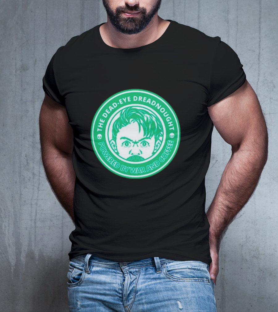 The Dead-Eye Dreadnought Powered By War And Coffee Iconic Emblem T-Shirt