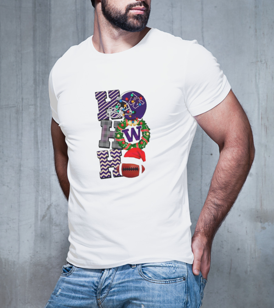 Washington Huskies Football Ho Ho Wreath Helmet Christmas Ball T-Shirt