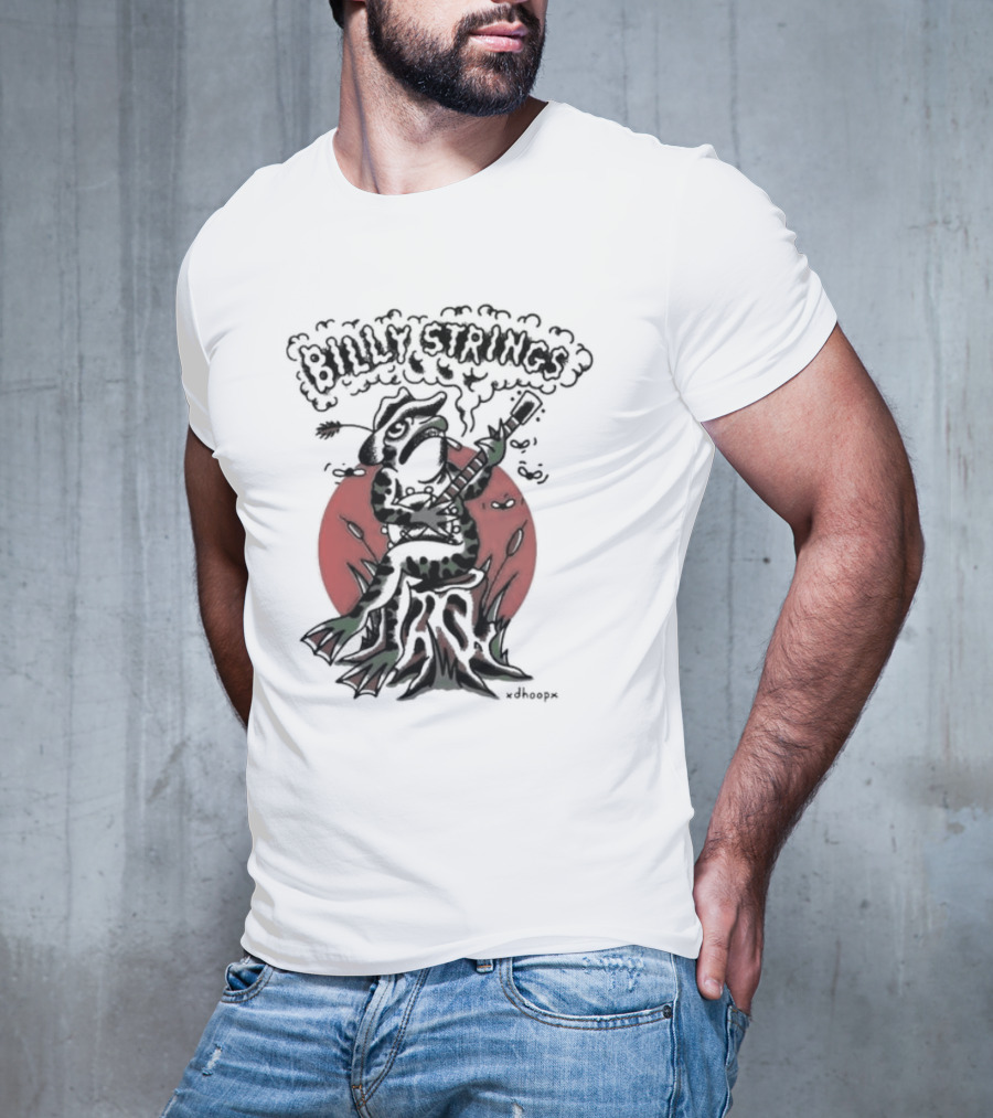 Billy Strings Frog With Guitar And Red Background By V.dhoopn T-Shirt