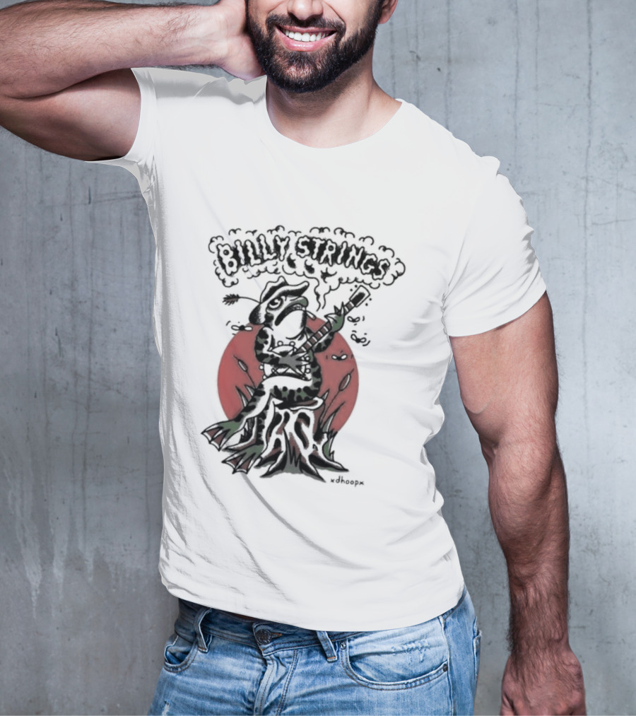 Billy Strings Frog With Guitar And Red Background By V.dhoopn T-Shirt