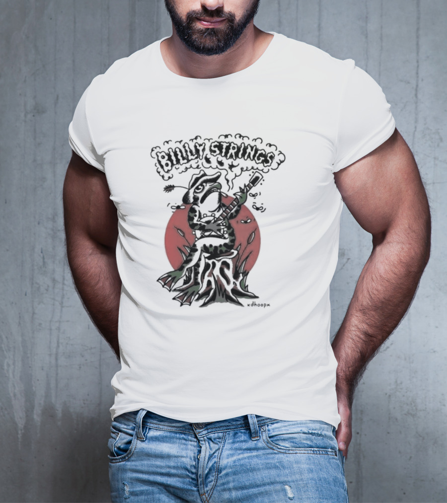 Billy Strings Frog With Guitar And Red Background By V.dhoopn T-Shirt