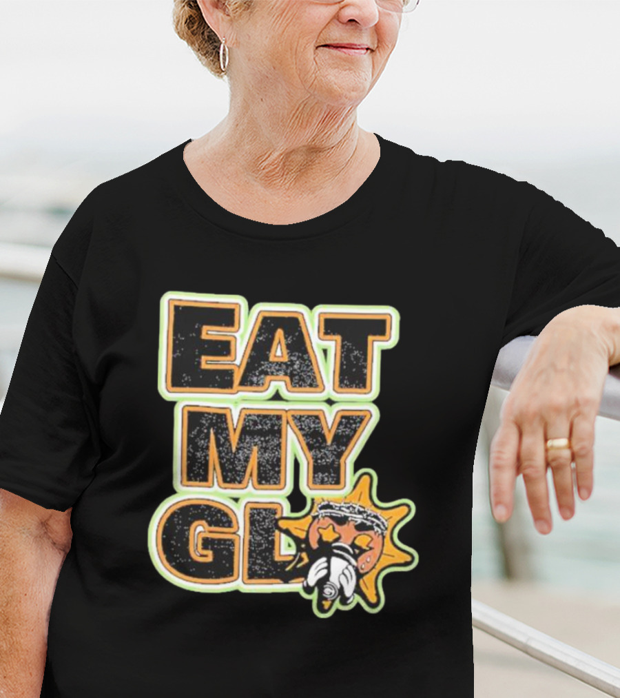 EAT MY GLO Sun Cartoon Eating Globe T-Shirt