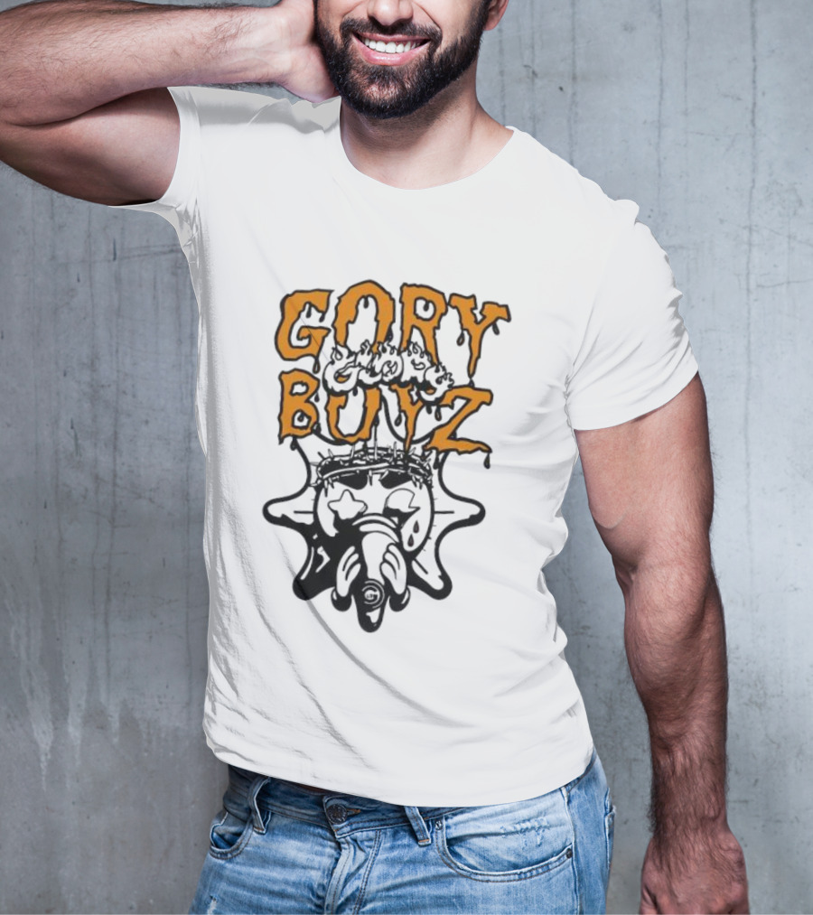 Glory Boyz Gory Boyz Glo Gang Dripping Horror Font Sun T-Shirt