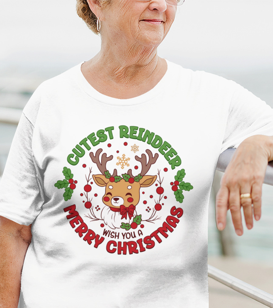 Cutest Reindeer Wish You A Merry Christmas T-Shirt