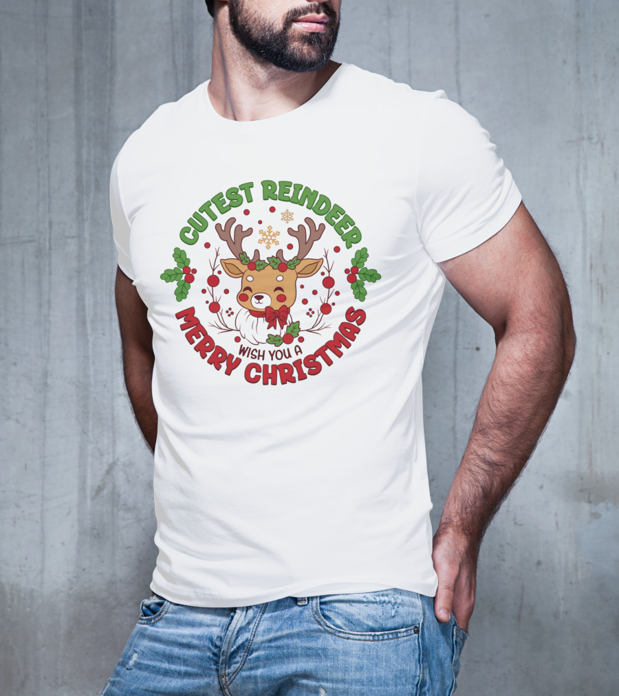 Cutest Reindeer Wish You A Merry Christmas T-Shirt