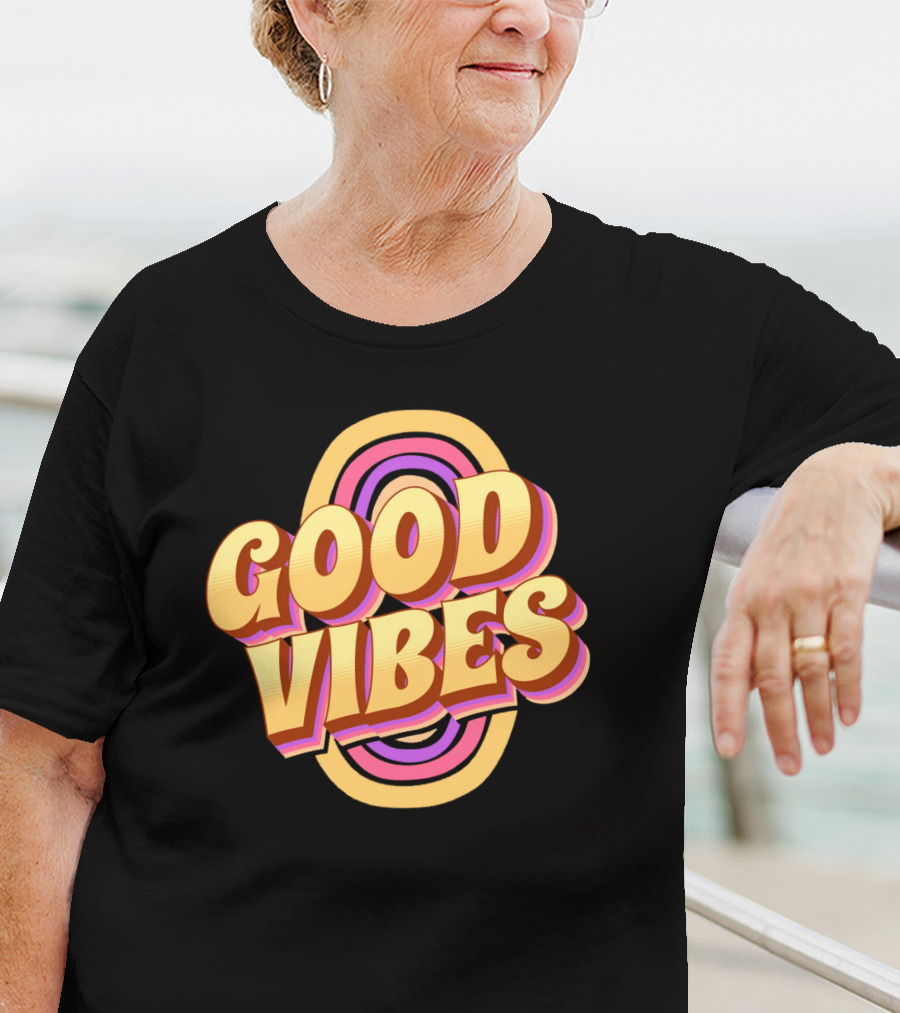 Good Vibes Retro Typography Colorful 70s T-Shirt