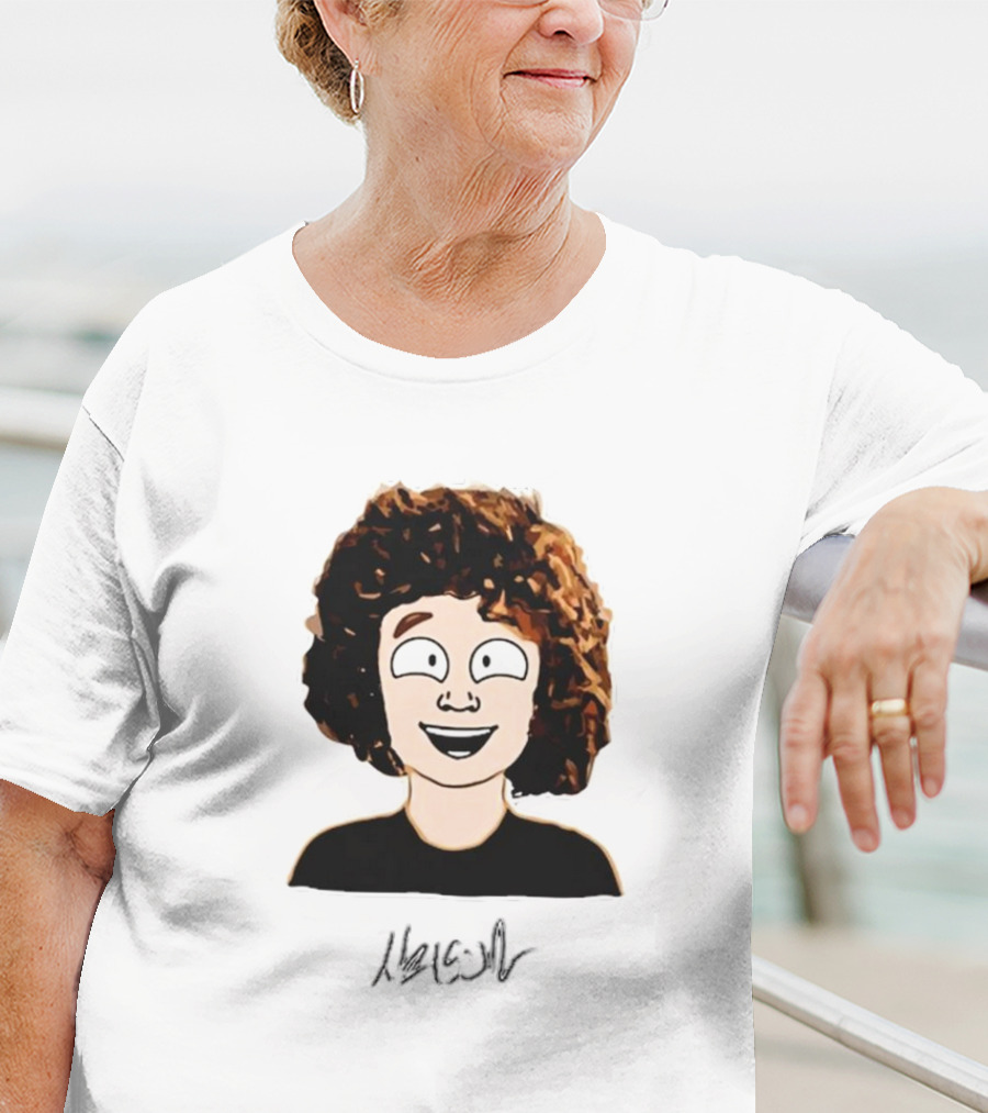 Nelson Neumann Cartoon Signature Smiling Curly-Haired Character T-Shirt