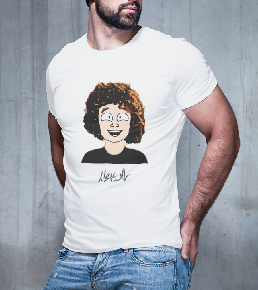 Nelson Neumann Cartoon Signature Smiling Curly-Haired Character T-Shirt