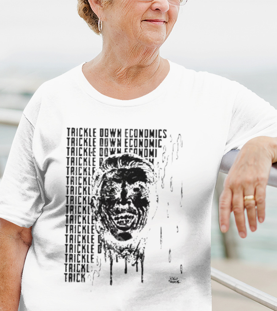 Punkwithacamera Trickle Down Economics Repeated Typography Dripping Face T-Shirt