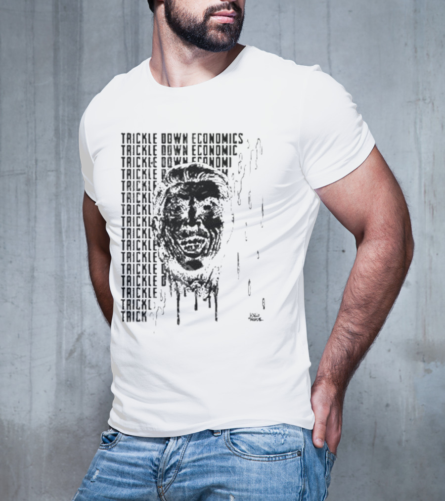 Punkwithacamera Trickle Down Economics Repeated Typography Dripping Face T-Shirt