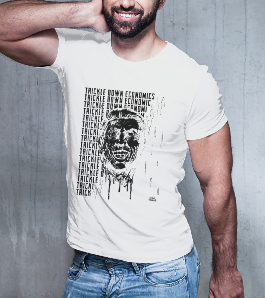 Punkwithacamera Trickle Down Economics Repeated Typography Dripping Face T-Shirt