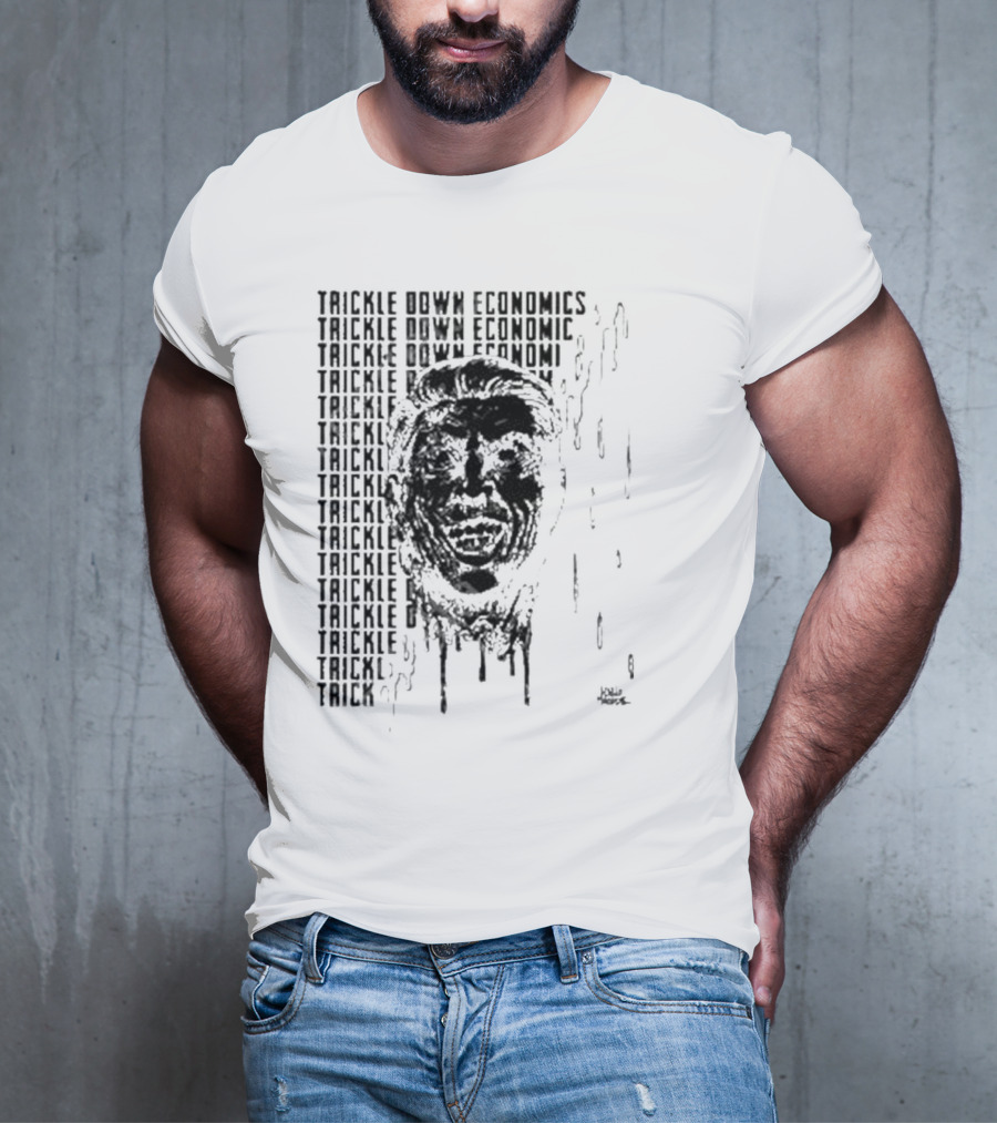 Punkwithacamera Trickle Down Economics Repeated Typography Dripping Face T-Shirt