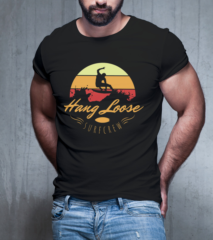 Hang Loose Surfcrew Sunset Surfing T-Shirt