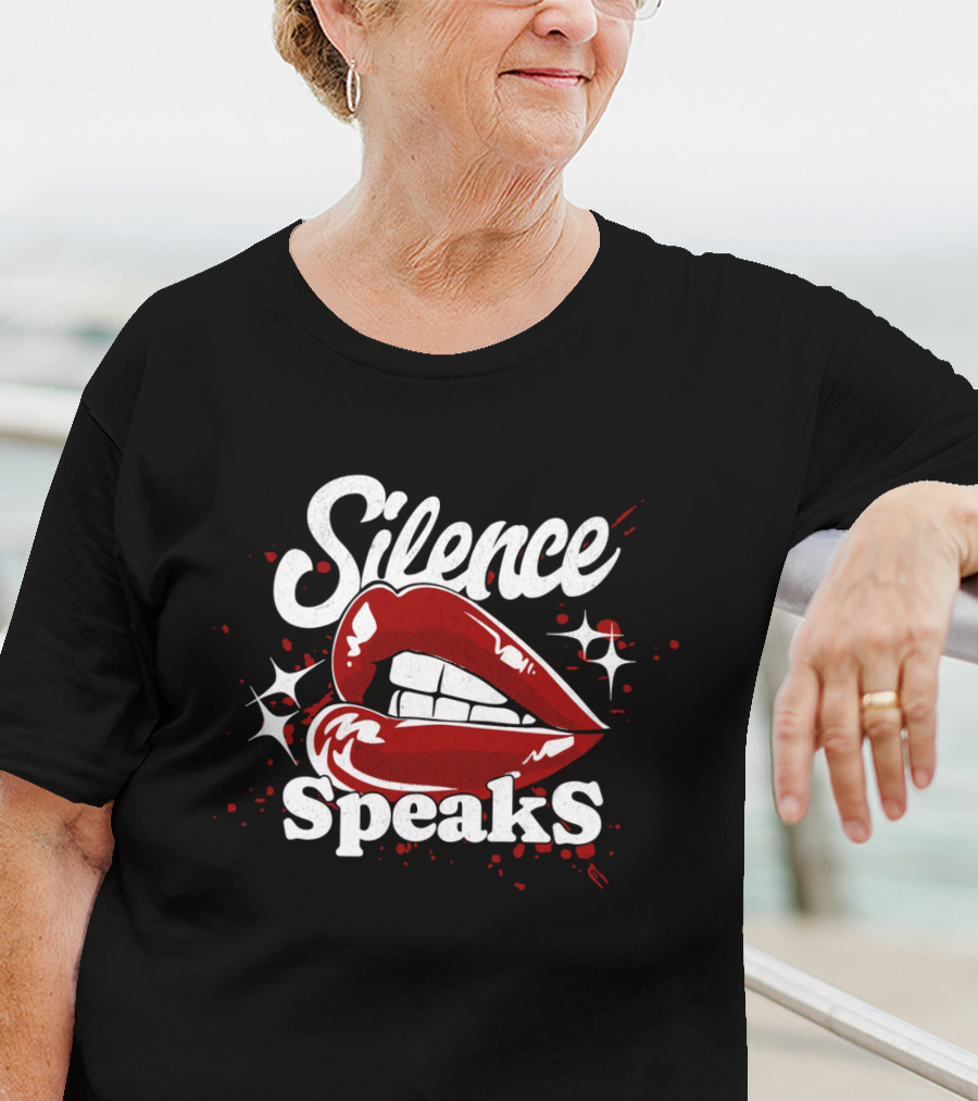 Silence Speaks Bold Red Lips And Sparkles T-Shirt