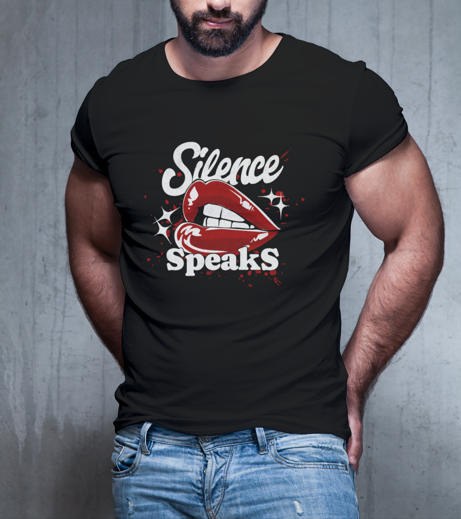 Silence Speaks Bold Red Lips And Sparkles T-Shirt
