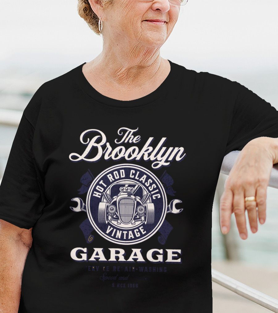 The Brooklyn Hot Rod Classic Vintage Garage Service Repair Washing Speed Power Since 1980 T-Shirt