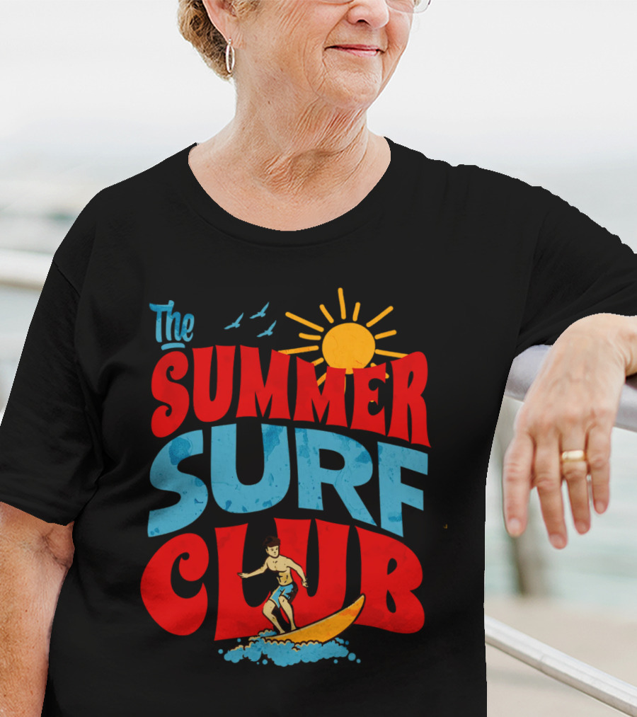 The Summer Surf Club Sun Surfing Retro Typography T-Shirt