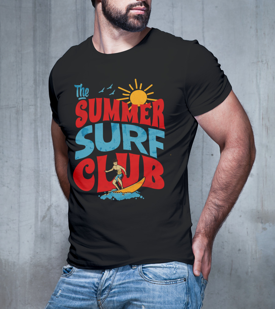The Summer Surf Club Sun Surfing Retro Typography T-Shirt