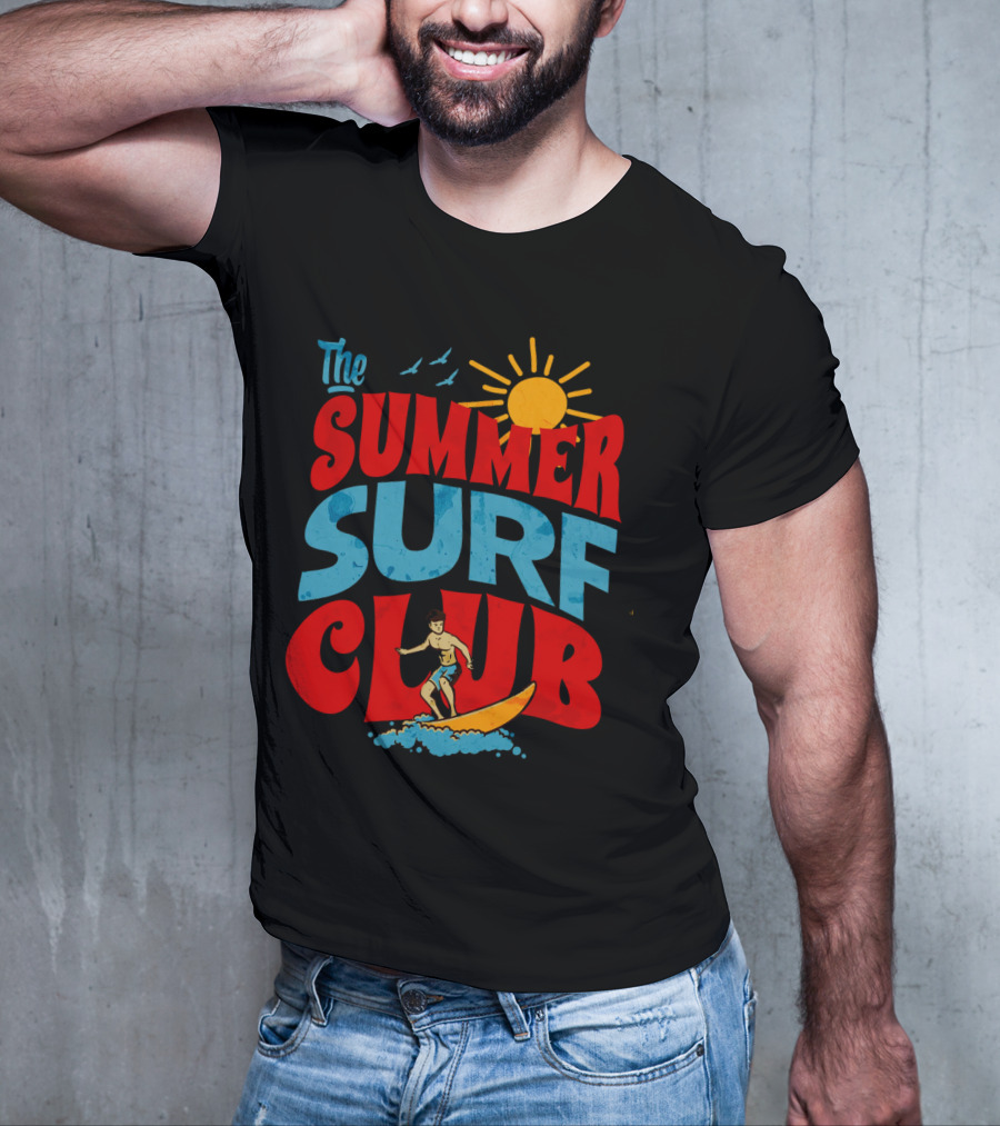 The Summer Surf Club Sun Surfing Retro Typography T-Shirt