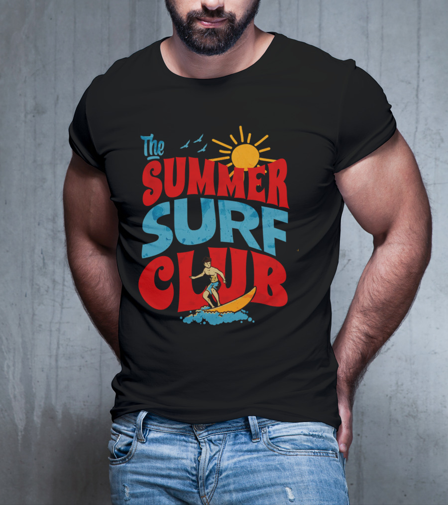 The Summer Surf Club Sun Surfing Retro Typography T-Shirt