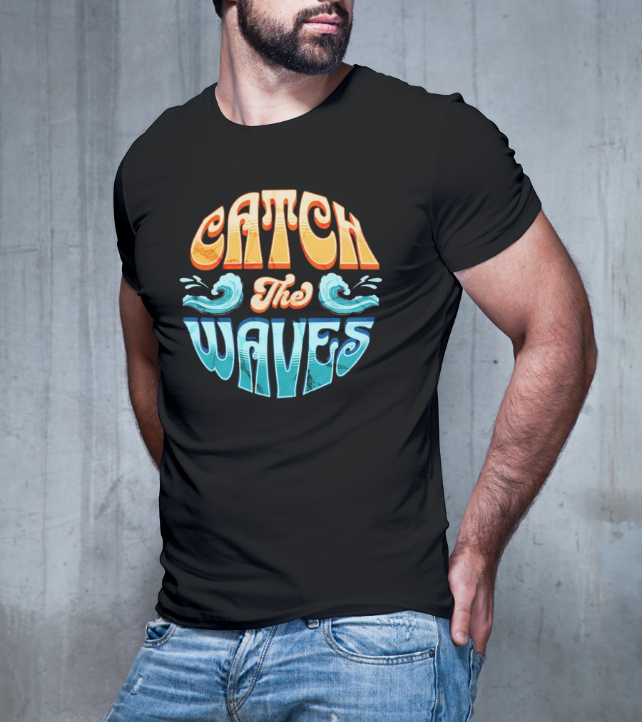 Catch The Waves Vibe Retro Beach T-Shirt