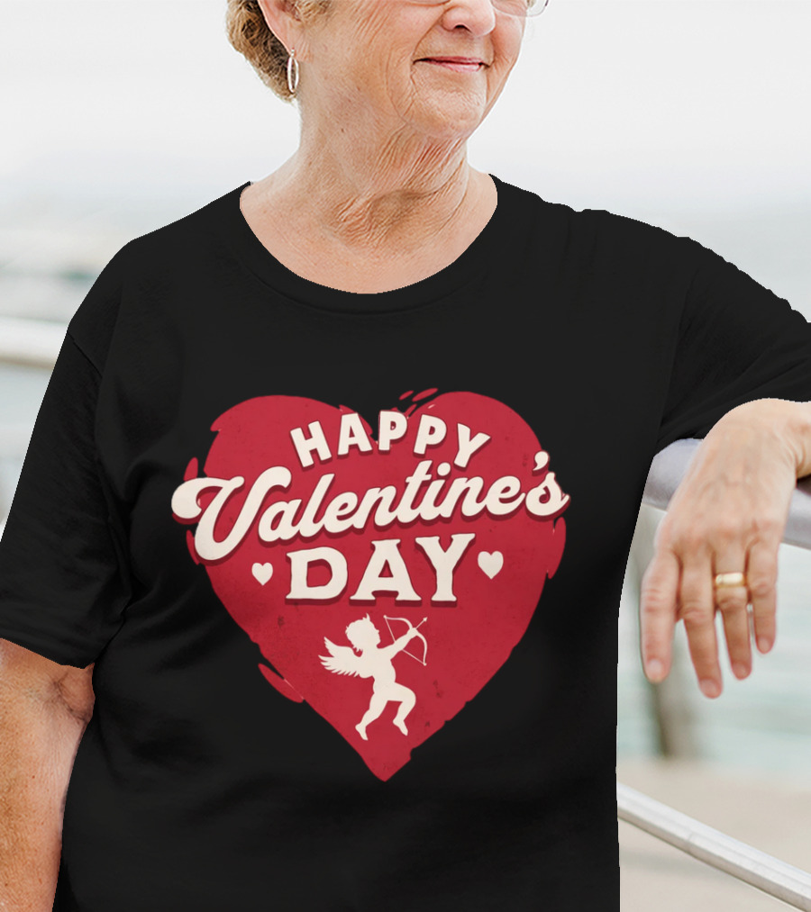 Happy Valentine's Day Cupid Heart With Arrow T-Shirt
