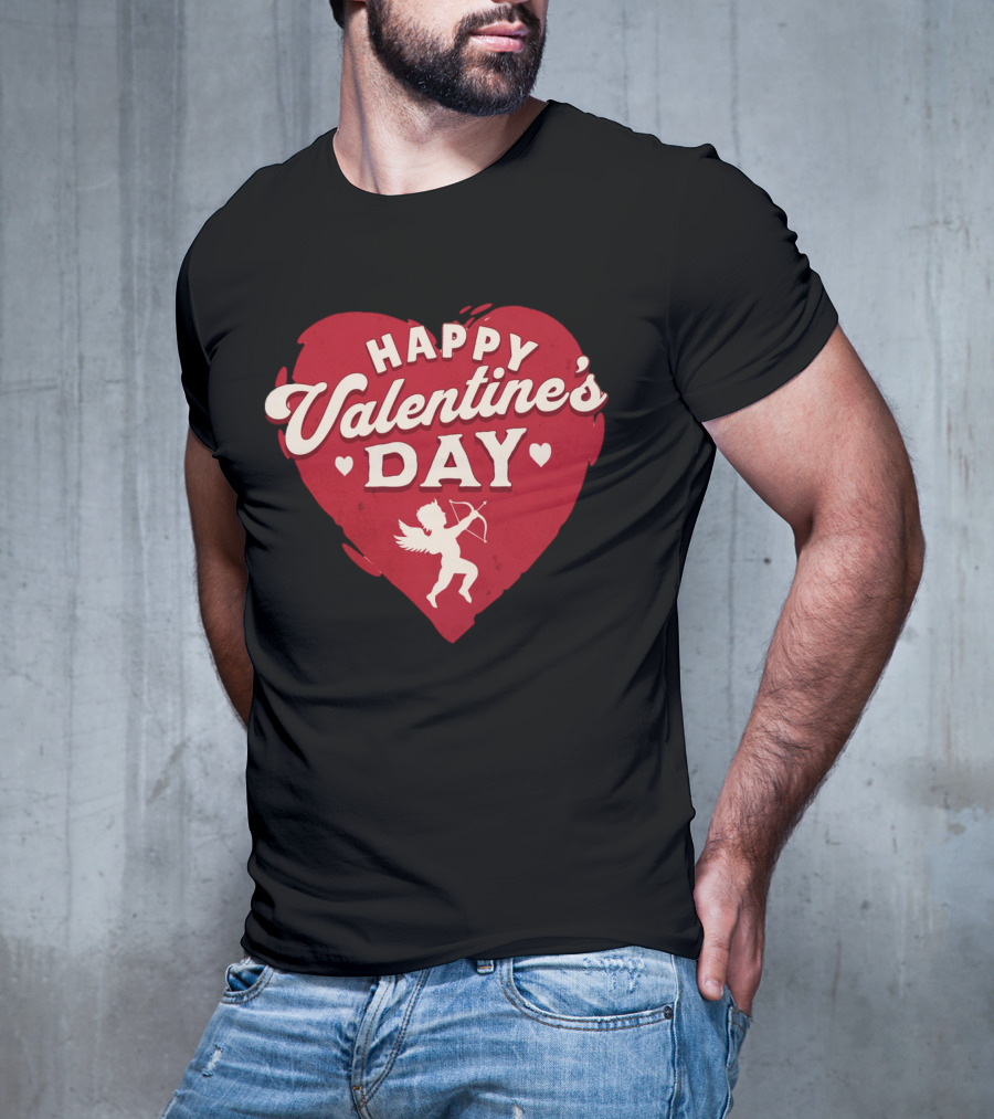 Happy Valentine's Day Cupid Heart With Arrow T-Shirt