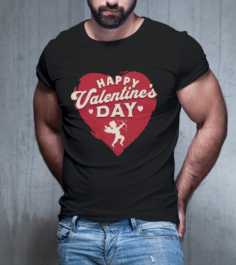 Happy Valentine's Day Cupid Heart With Arrow T-Shirt