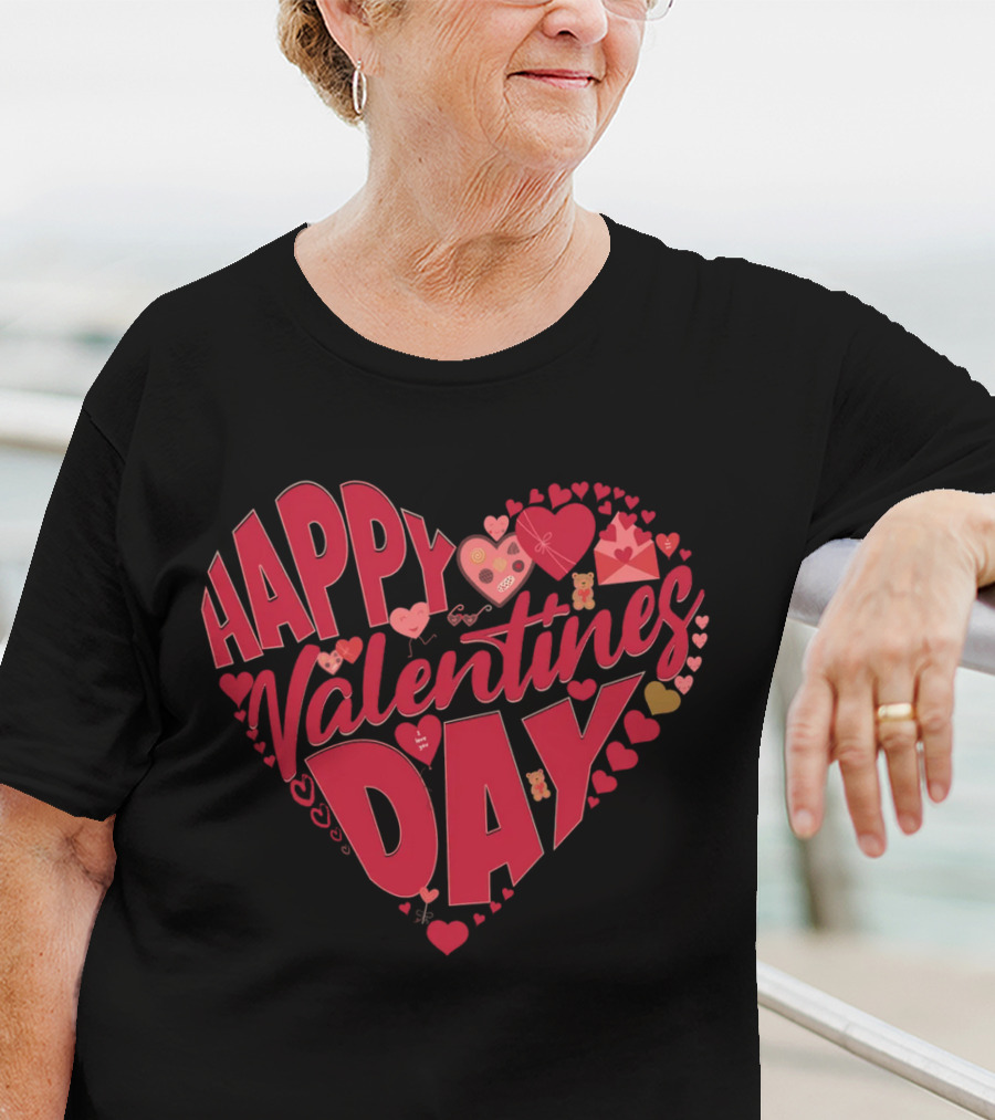 Happy Valentines Day Heart With Cute Bears And Red Hearts T-Shirt