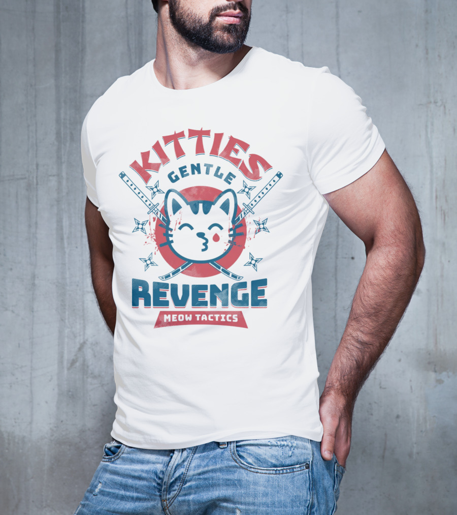 Kitties Gentle Revenge Meow Tactics Samurai T-Shirt