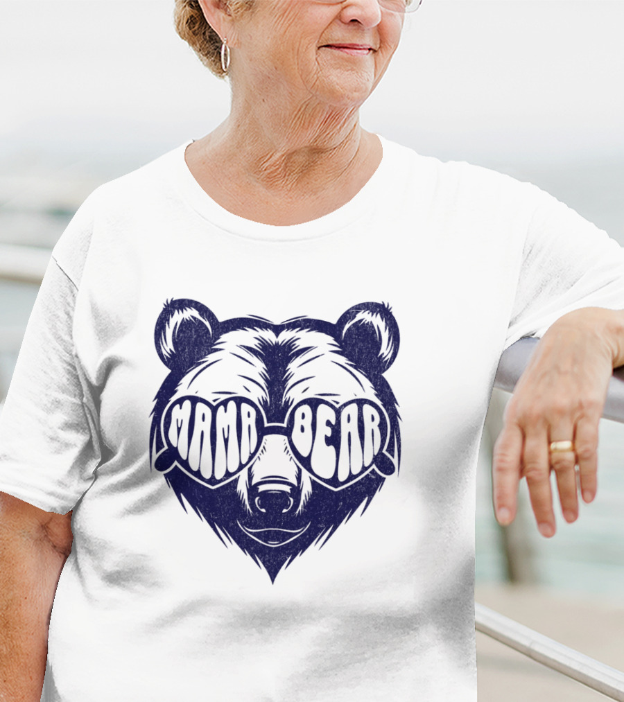 Mama Bear Sunglasses Bold Lettering Bear Head T-Shirt