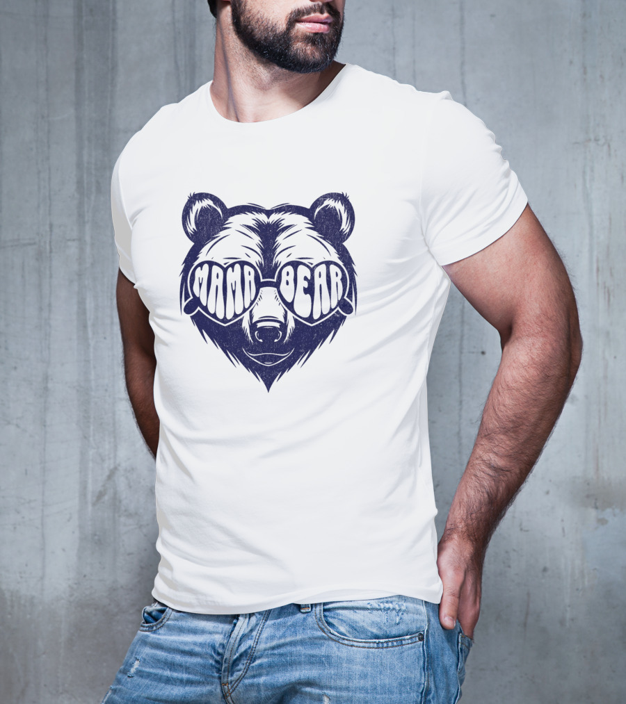 Mama Bear Sunglasses Bold Lettering Bear Head T-Shirt