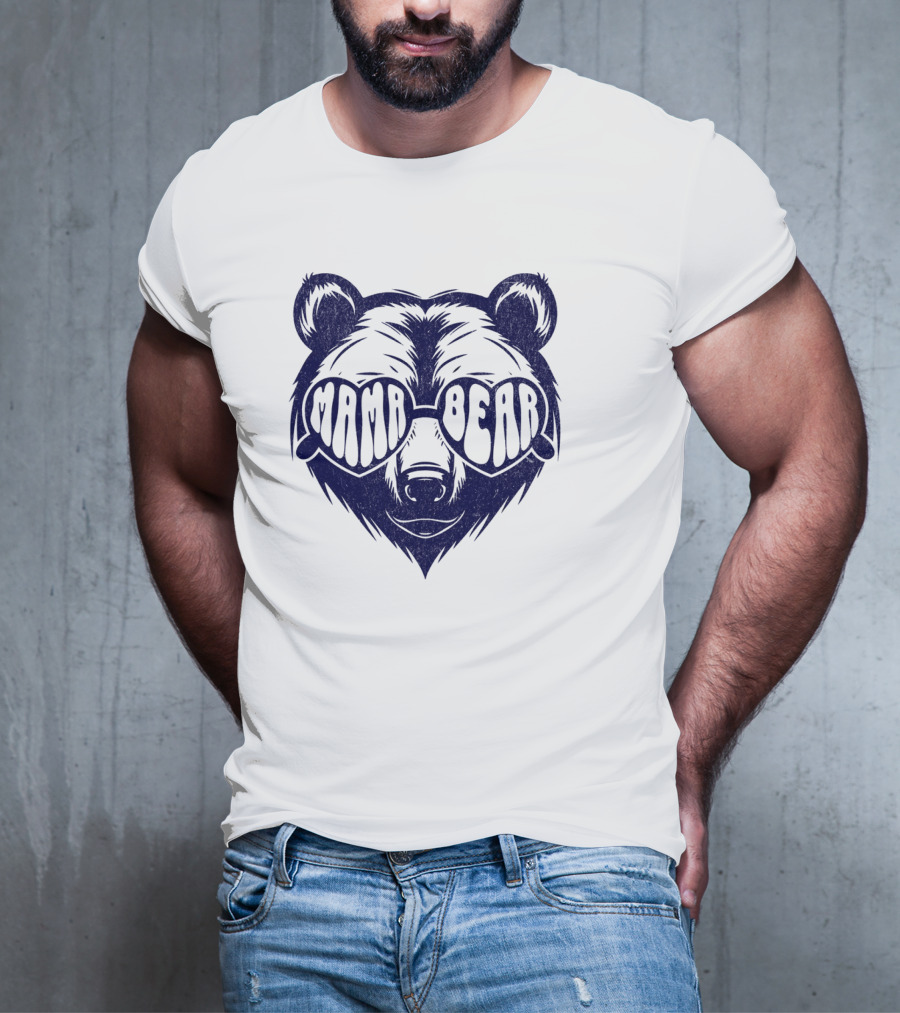 Mama Bear Sunglasses Bold Lettering Bear Head T-Shirt