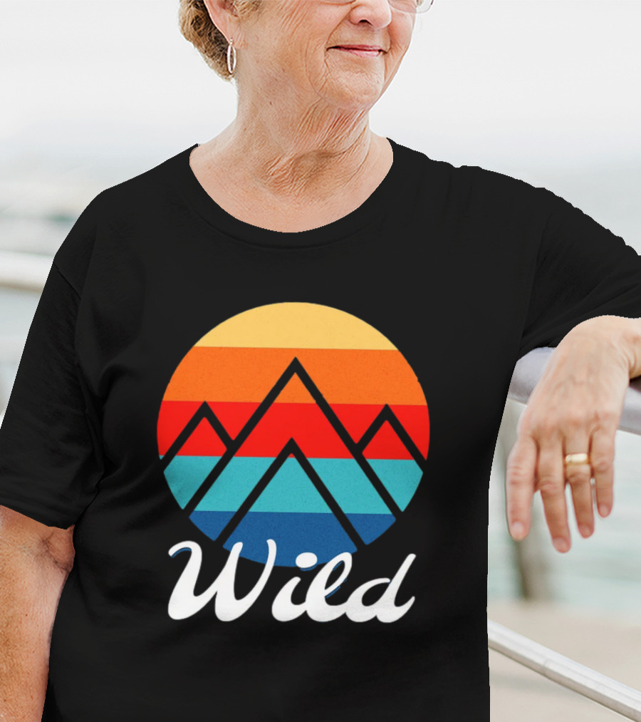 Wild Minimalistic Mountains Retro Circle Stripes T-Shirt