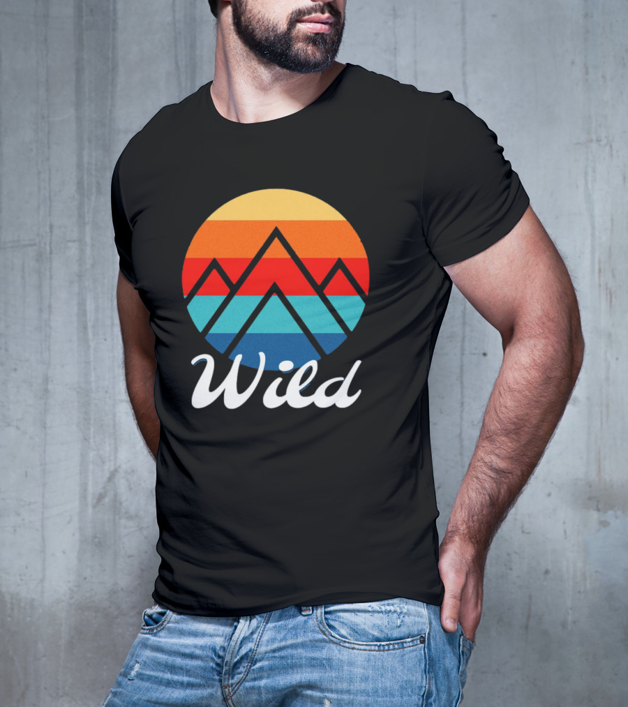 Wild Minimalistic Mountains Retro Circle Stripes T-Shirt