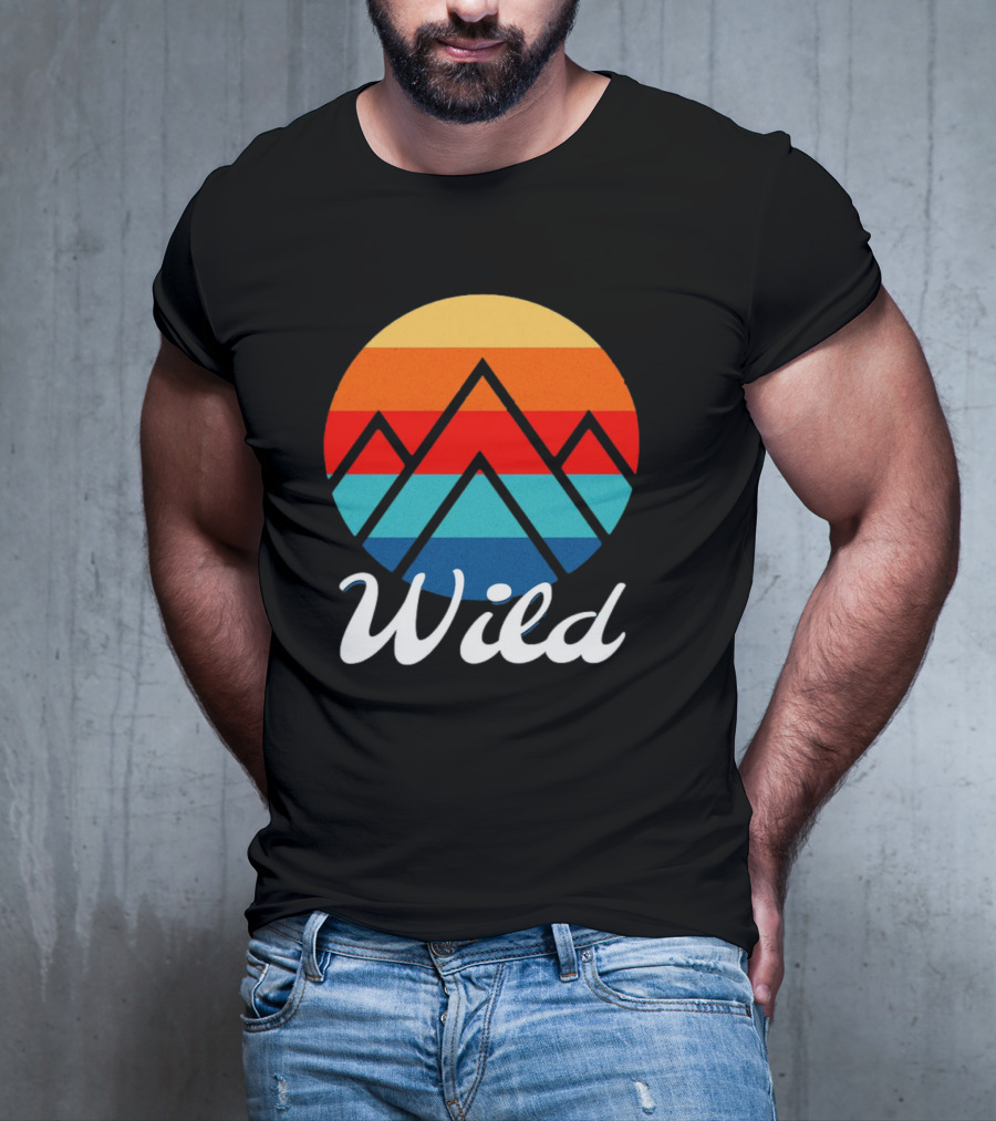 Wild Minimalistic Mountains Retro Circle Stripes T-Shirt