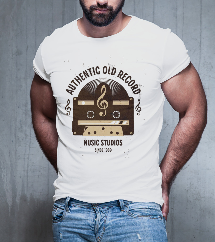 Authentic Old Record Music Studios Cassette Since 1989 T-Shirt