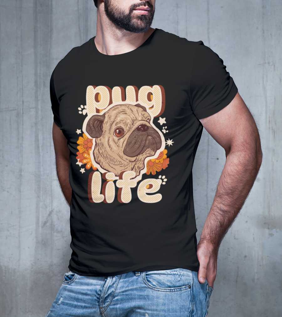 Pug Life Retro Floral T-Shirt