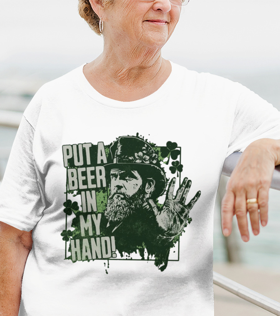 Put A Beer In My Hand St. Patrick's Day Shamrock Gentleman T-Shirt