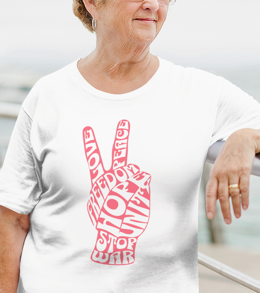 Peace Love Freedom Unity Hope Stop War 60s Challenge T-Shirt