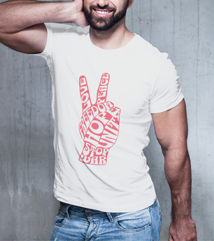 Peace Love Freedom Unity Hope Stop War 60s Challenge T-Shirt